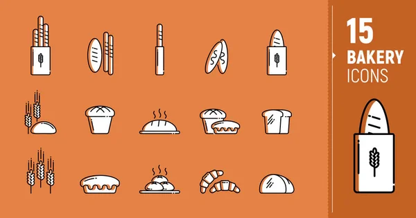 烘焙产品 谷物面包 面包的载体图标 多边形图标 套上扁平的图标 — 图库矢量图片