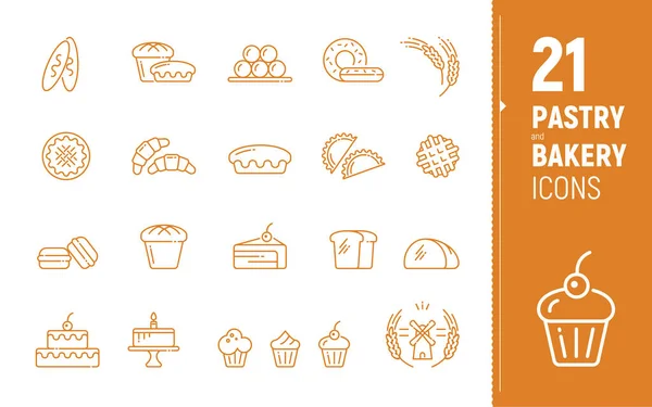 糖果和烘焙制品 面包等病媒图标 多边形图标 平面图标 糕点和面包店图标 — 图库矢量图片
