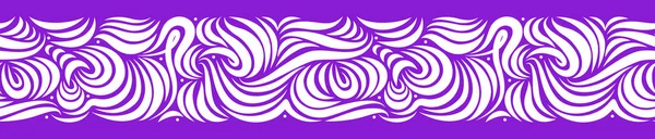 ベクトルシームレスな境界線 ブラシストローク 髪のストランド カール 滑らかなラインで作られた広いシームレスなエッジ スケーラブルな装飾 — ストックベクタ