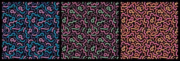 Abstract Vector Pattern Style Years Seamless Pattern Colored Curls Black —  Vetores de Stock