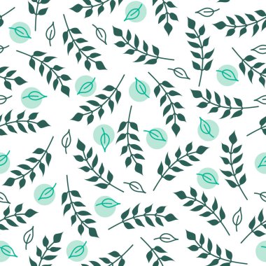 Yeşil yaprakların kusursuz yaz düzeni. Vektör deseni, nasır..