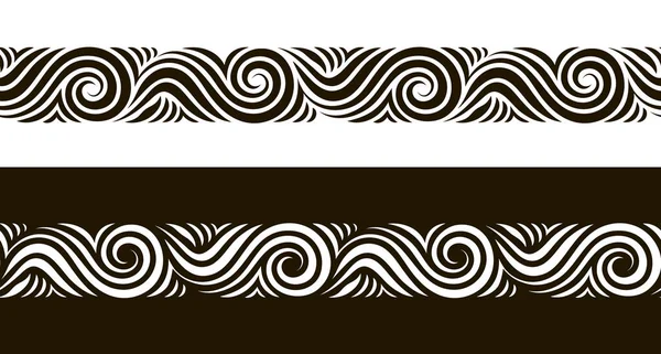 Bordure Sans Couture Vectorielle Bordure Classique Leurs Boucles Fleuris Vagues — Image vectorielle