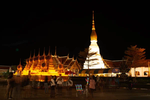 Sakon Nakhon Thailand October 2020 蜡像城堡在夜晚的蜡像节 Wax Castle Showing Night — 图库照片