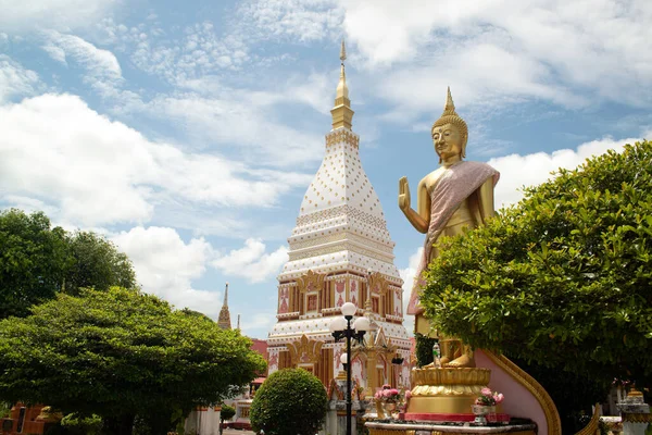 Phra Renu看起来像一个正方形的切迪 它是仿照那法罕的 但较小 建造在城中 是一座无价的殿 位于泰国东北部的Nakhon Phanom省 — 图库照片