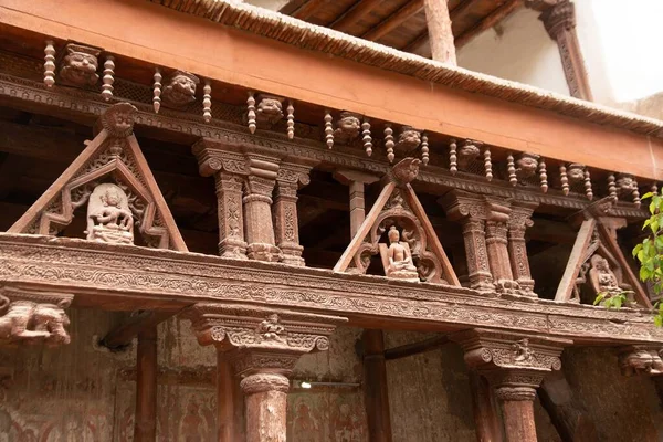 Antigua Talla Madera Entrada Del Monasterio Alchi Ladakh India Monasterio —  Fotos de Stock