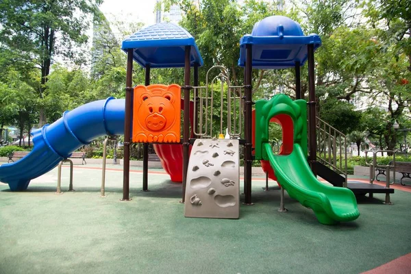 Colorful Playground Made Plastic Empty Outdoor Playground Set Playground Equipment — Stock Photo, Image