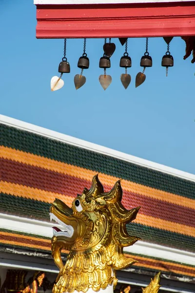 Leo Lion Guandian Little Brass Bells Buddhist Temple Thailand Outdoor — Stock fotografie