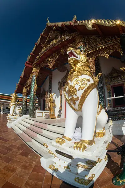 Lion Lion Sert Protection Préserver Place Wat Phra Que Choeng — Photo