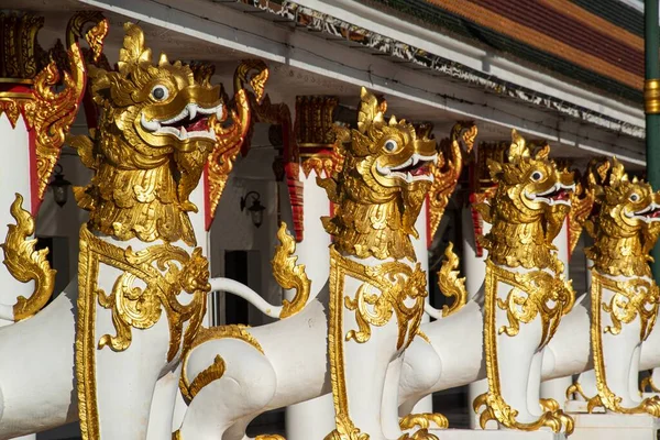 Leo Lion Serves Protection Preserving Place Wat Phra Choeng Chum — Stock fotografie
