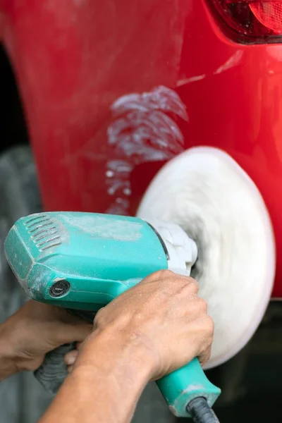 Close Body Repair Tool Removing Scratches Removing Uneven Paint Polishing — Stockfoto