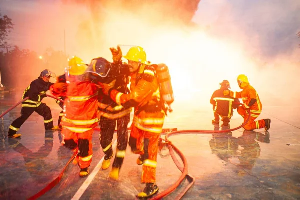 Pichit Thailand August 2020 Unidentified Asian Firefighter Saves Teammates Burn — Stock Photo, Image
