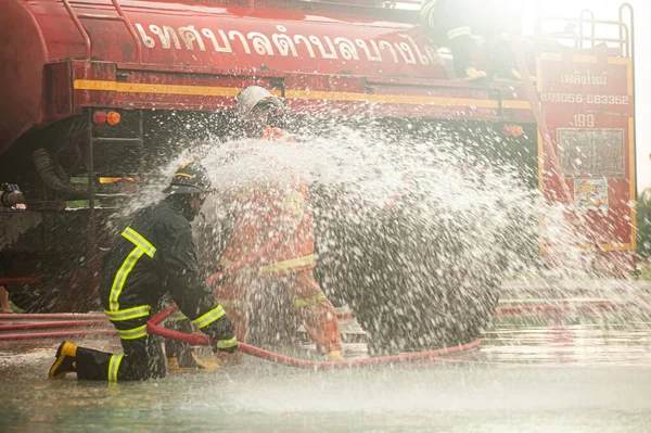 Pichit Thailand August 2022 Unidentified Firefighter Test Practice Using High — Fotografia de Stock