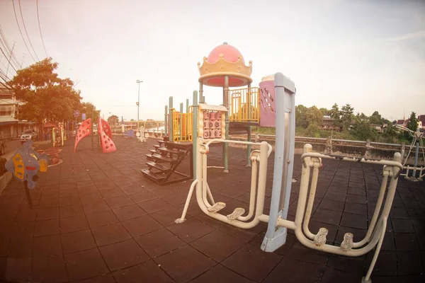 Colorful Playground Made Plastic Empty Outdoor Playground Set Playground Equipment — Fotografia de Stock