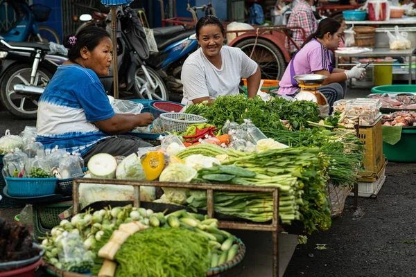 Phichit Thailand August 2020 Fresh Vegetables Fruits Sold Counters Street — Stock Photo, Image
