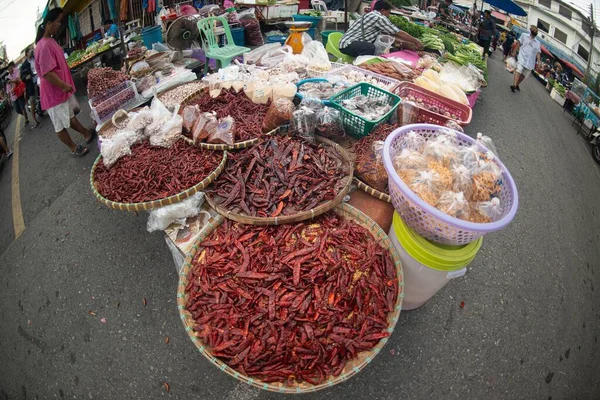Phichit Thailand August 2020 Unidentified Thai Vendors Selling Dried Chilies — 图库照片