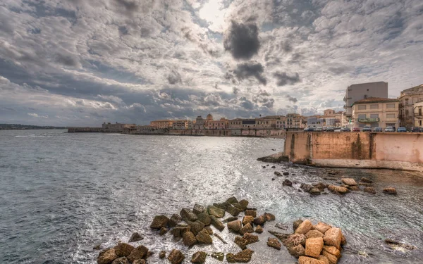 Syracuse Sicily Italy October 2021 Breathtaking Scenery Ortigia Seafront Syracuse — Foto Stock
