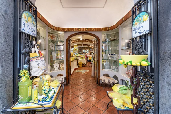 Naples Positano Italy July 2021 Traditional Colorful Characteristic Store Liquor — Zdjęcie stockowe