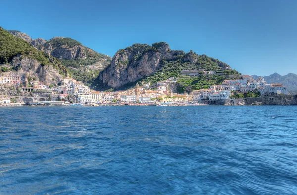 Amalfikusten Italien Juli 2021 Spektakulär Utsikt Från Havet Över Staden — Stockfoto