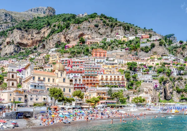 Costa Amalfi Italia Julio 2021 Vista Del Pueblo Positano Largo —  Fotos de Stock