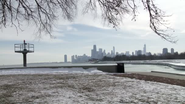 Чикагская зима — стоковое видео