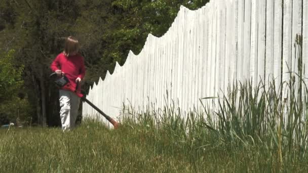 Weed Whacking — Stock Video