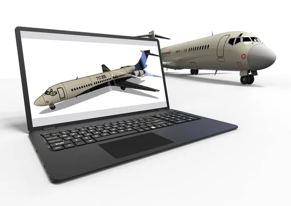 Immagine Rendering Che Rappresenta Aeroplano Con Elementi Design Assistiti Computer — Foto Stock