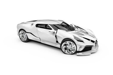 Bir kazaya karışan pahalı bir arabayı temsil eden 3D görüntüleme