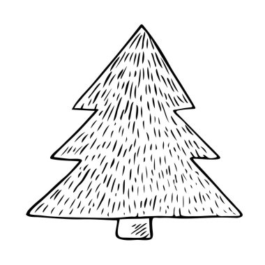Firavun ağacı vektör klipsi. El çizimi şirin karalama ladini, Noel illüstrasyonu.
