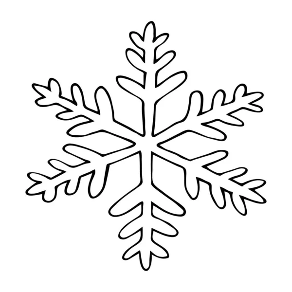Um único ícone de floco de neve vetorial. ilustração doodle inverno desenhado à mão. — Vetor de Stock
