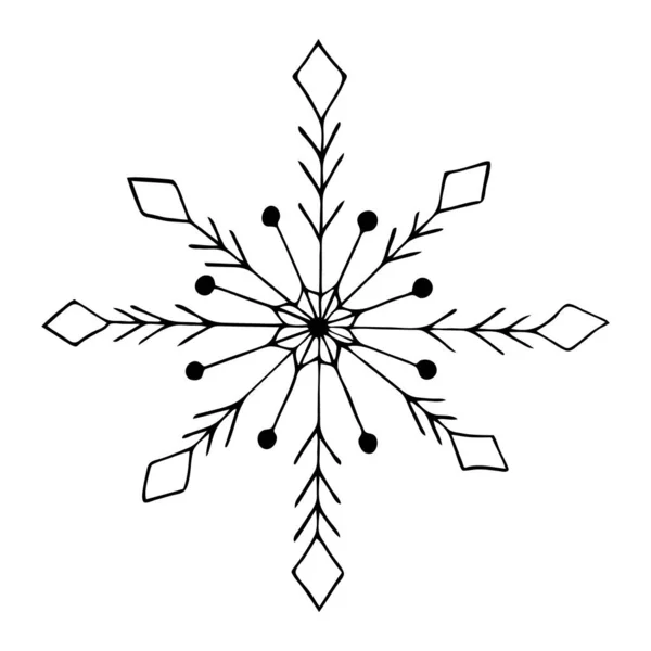 A single vector snowflake icon. Hand-drawn winter doodle illustration. — Stock Vector