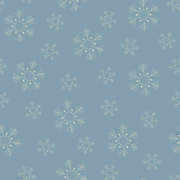 Fiocchi di neve senza soluzione di continuità modello disegnato a mano inverno doodle illustration.Christmas modello. — Vettoriale Stock