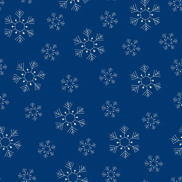 Fiocchi di neve senza soluzione di continuità modello disegnato a mano inverno doodle illustration.Christmas modello. — Vettoriale Stock
