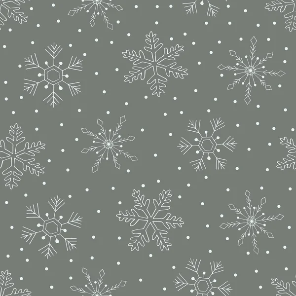 Snowflakes seamless pattern Hand-drawn winter doodle illustration.Christmas pattern. — Stock Vector