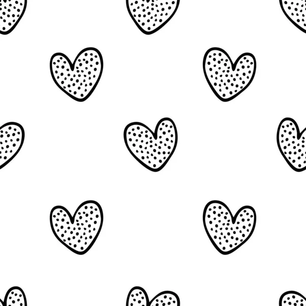 Abstracto vector corazones patrón sin fisuras. Día de San Valentín amor tema, vector dibujado a mano — Archivo Imágenes Vectoriales