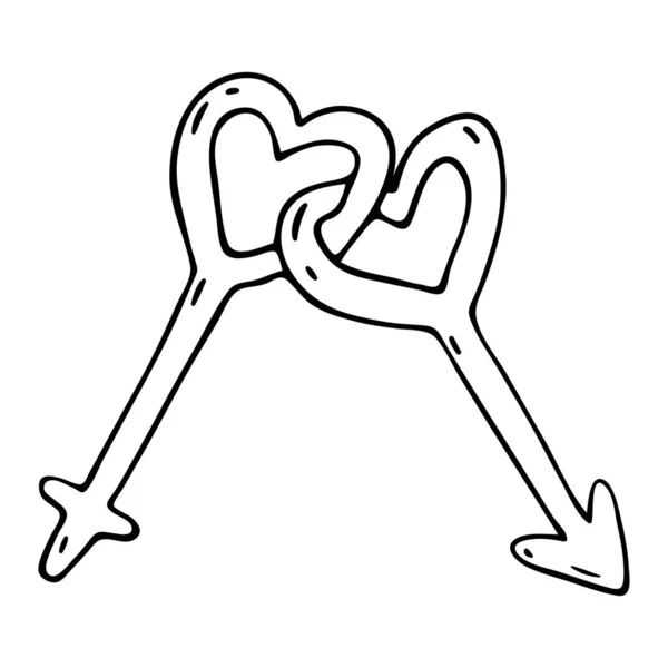 Signo de macho y hembra. Ilustración de garabatos vectoriales. Icono del Día de San Valentín. — Vector de stock