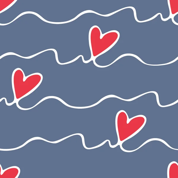 Αφηρημένη γραμμική καρδιές αδιάλειπτη μοτίβο. καρδιές περίγραμμα, διανυσματική εικόνα σκίτσα, θέμα αγάπης. Ημέρα του Αγίου Βαλεντίνου. — Διανυσματικό Αρχείο