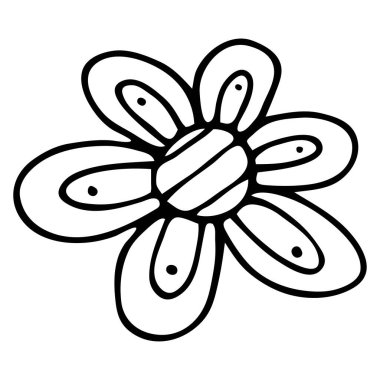 Soyut karalama çiçeği. Bir fantezi çiçeğinin el çizimi..