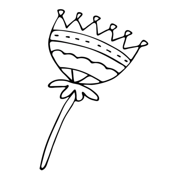 Soyut karalama çiçeği. Bir fantezi çiçeğinin el çizimi.. — Stok Vektör