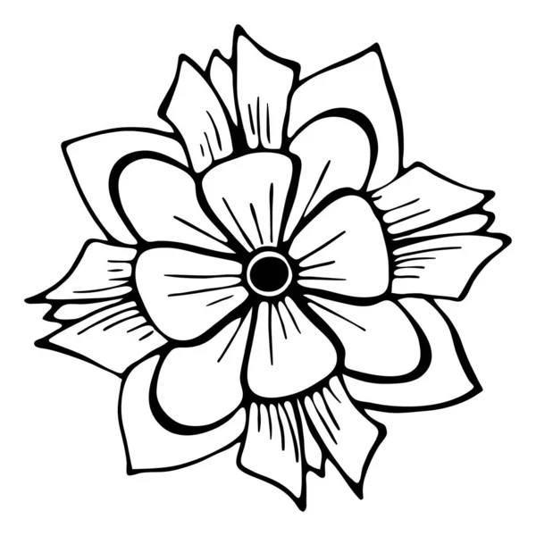 Abstrakte Doodle-Blume. Handgezeichnete Umrisse einer Fantasieblume. — Stockvektor