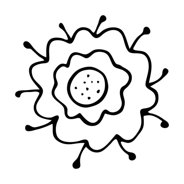 Abstracte doodle bloem. Handgetekende omtrek van een fantasiebloem. — Stockvector