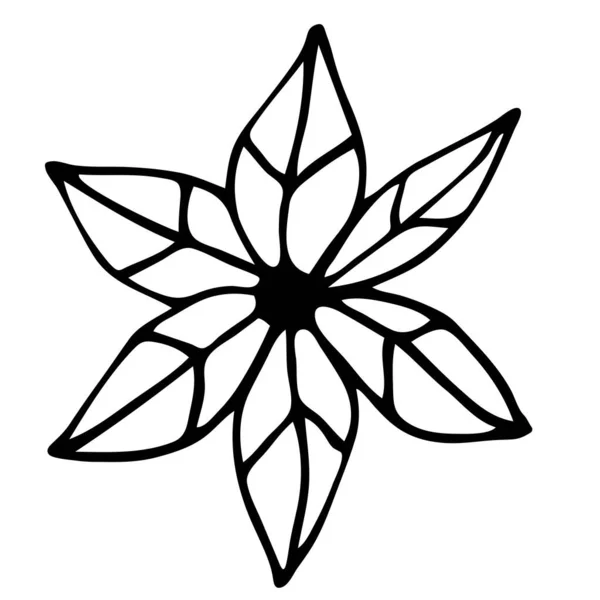 Abstracte doodle bloem. Handgetekende omtrek van een fantasiebloem. — Stockvector