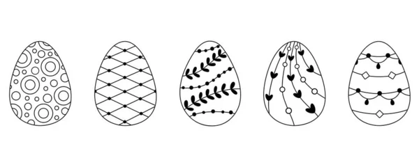 Coleção de ovos de Páscoa estilizada. Esboço do ovo desenhado vetorial. —  Vetores de Stock