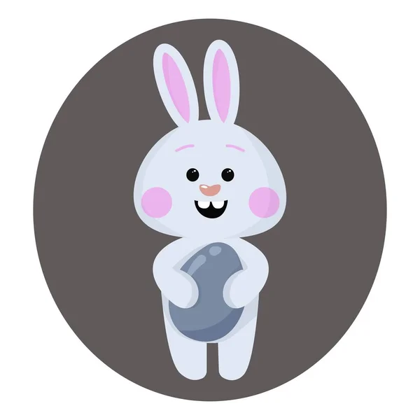 Carino coniglietto con uovo di Pasqua. Clipart vettoriale multicolore del coniglio pasquale. Biglietto pasquale, buona Pasqua. — Vettoriale Stock