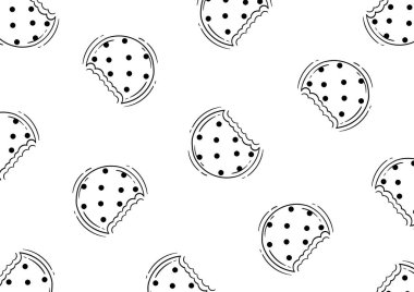 Beyaz arka planda, tatlı ve tatlı çikolatalı pasta deseni çizilmiş.