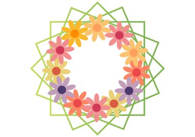 Beyaz arkaplanda parlak ve güzel renklerin bir karışımı ile dairesel renkli çiçek arkaplanı