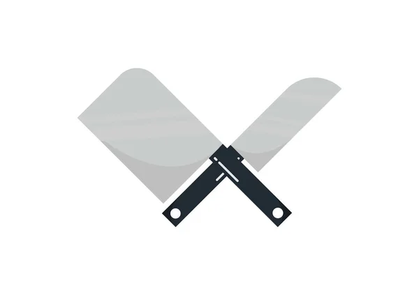 Messer Und Fleischmesser Design Mit Einem Einfachen Und Modernen Kochthema — Stockvektor