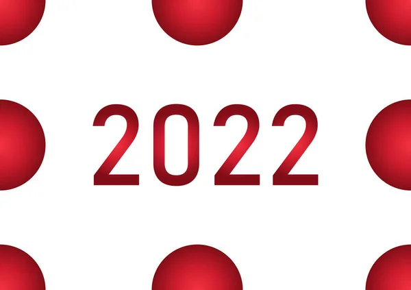 New Year 2022 Theme Background Red Balls White Background — Stock Vector