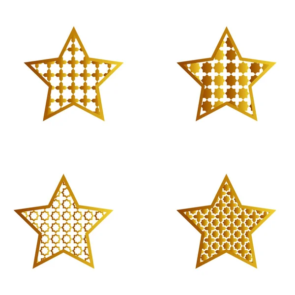 Ilustração Estrela Dourada Gradiente Colorido Definido Com Tema Mês Ramadã — Vetor de Stock