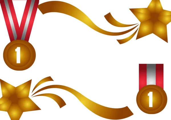 Gold Medal Star Background Champion Theme Elegant Gold Color — Stock Vector