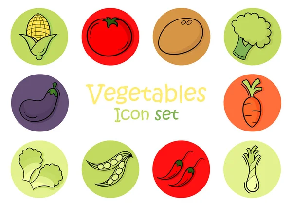 Una Colección Ilustraciones Vegetales Frescas Consistentes Brócoli Zanahorias Cebolletas Garbanzos — Archivo Imágenes Vectoriales